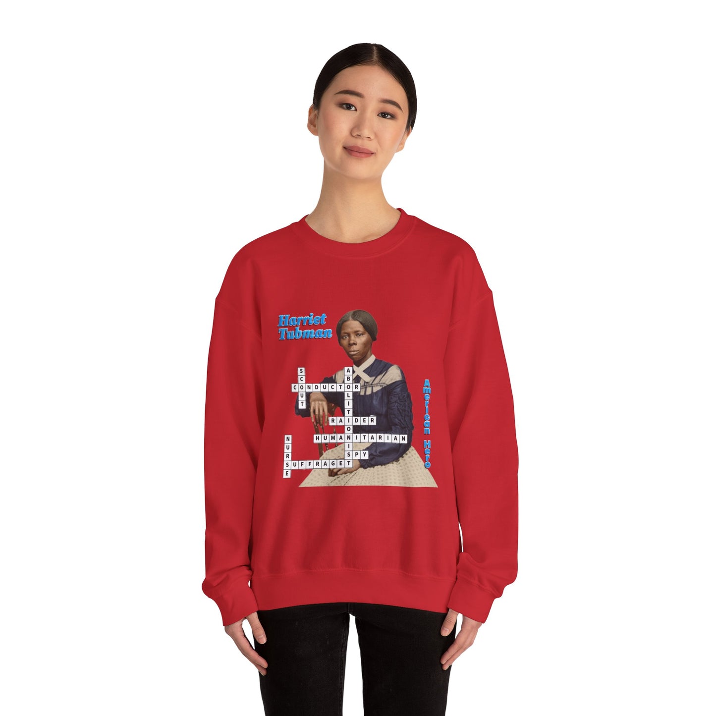 Harriet Tubman Crewneck Sweatshirt — Black History Tribute, muted colors with black text