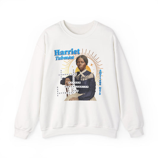 Harriet Tubman Crewneck Sweatshirt — Black History Tribute, muted colors with blue text