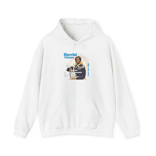 Harriet Tubman Portrait Hoodie — Inspirational Historical Figure Graphic Sweatshirt with blue text